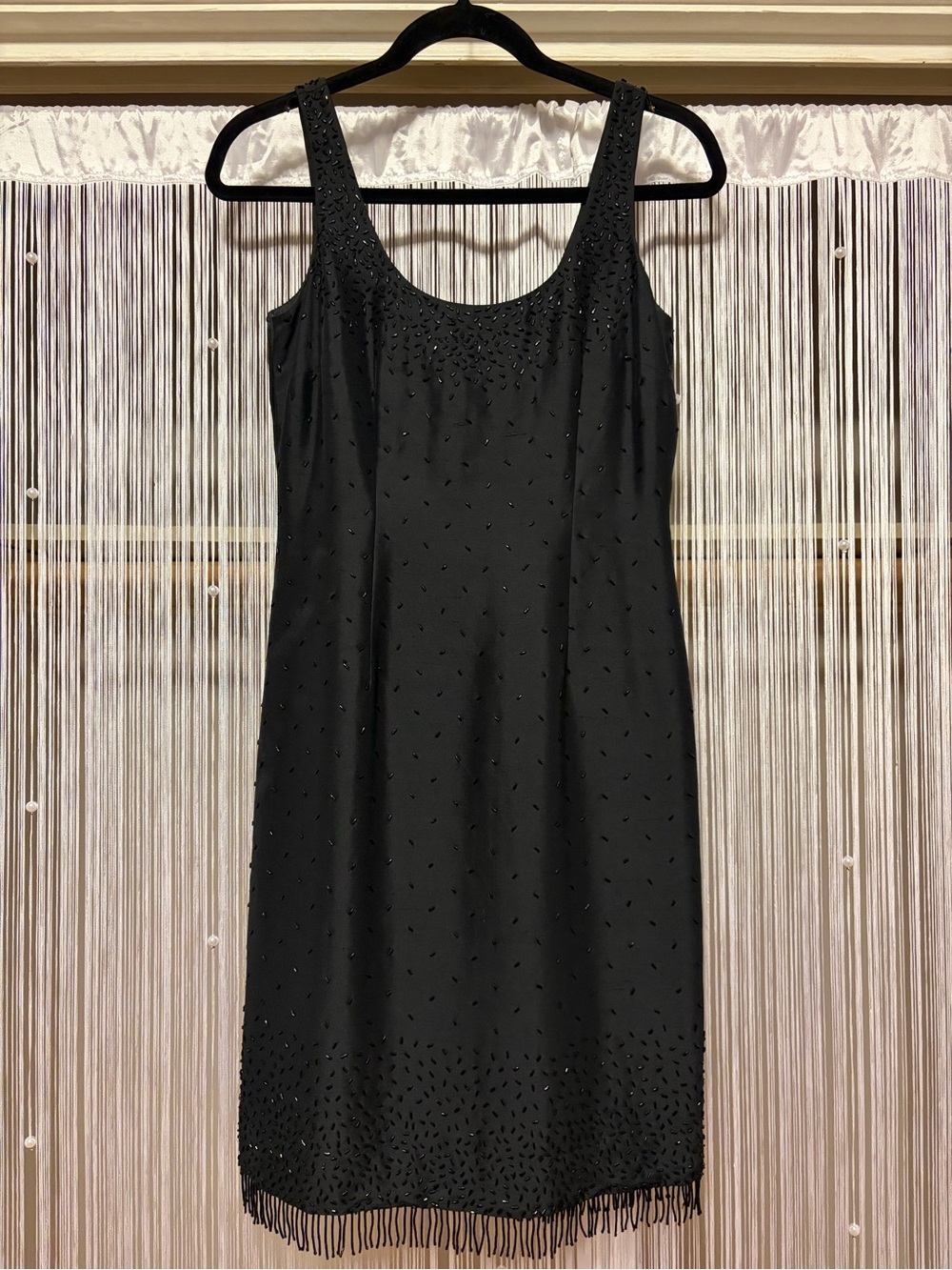 Vintage Ann Taylor Black Beaded Sleeveless Cocktail Dress